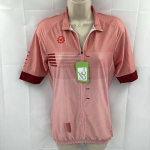 GCRFL Women’s Full Zip Cycling Jersey Blush Pink Rust Red Size XL New 327